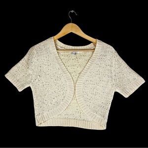 TSE crop sparkling crochet‎ cardigan cream Y2K size M